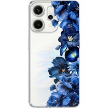 TechTree Oppo Reno 14 5g Uyumlu Royal Blue Şakayık Çiçek Demeti Baskılı Silikon Kılıf