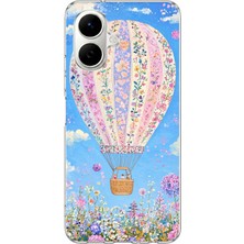 TechTree Infinix Smart 10 Uyumlu Çiçek Desenli Uçan Balon Baskılı Silikon Kılıf