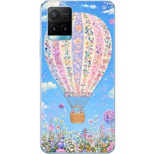 TechTree Vivo Y21S/Y33S/Y32 Uyumlu Çiçek Desenli Uçan Balon Baskılı Silikon Kılıf