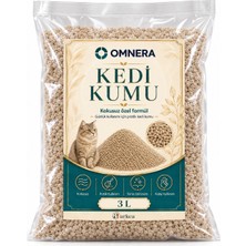 Omnera Doğal Kedi Kumu 3 Litre | Kokusuz Orta Taneli Günlük Kullanım