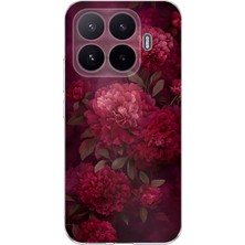 TechTree Xiaomi 17T Uyumlu Vişne Renk Vintage Çiçek Desenli Baskılı Silikon Kılıf