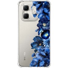TechTree Infinix Hot 50I - Smart 9 Uyumlu Royal Blue Şakayık Çiçek Demeti Baskılı Silikon Kılıf
