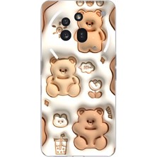 TechTree Nothing Phone (3A) Pro Uyumlu Sütlü Kahve Sevimli Ayıcıklar Baskılı Silikon Kılıf