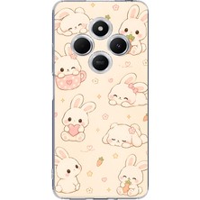 TechTree Redmi 14C Uyumlu Sevimli Kawaii Tavşan ve Havuç Desenli Krem Baskılı Silikon Kılıf