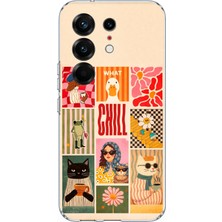 TechTree Tecno Camon 50 Pro 4g Uyumlu Cool Chill Krem Pop Art Kolaj Baskılı Silikon Kılıf