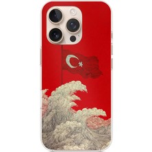 TechTree iPhone 16 Pro Max Uyumlu Ay Yıldız Türk Dalgası Baskılı Silikon Kılıf