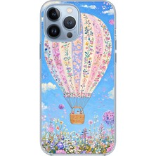 TechTree iPhone 13 Pro Max Uyumlu Çiçek Desenli Uçan Balon Baskılı Silikon Kılıf