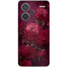 TechTree Redmi Note 13 Pro Plus Uyumlu Vişne Renk Vintage Çiçek Desenli Baskılı Silikon Kılıf