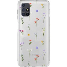 TechTree Samsung Galaxy M51 Uyumlu Minik Kır Çiçekleri Baskılı Silikon Kılıf
