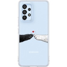 TechTree Samsung Galaxy A53 Uyumlu Kedi & Köpek Pati Dokunuşu Kalp Desenli Baskılı Silikon Kılıf