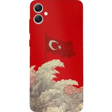 TechTree Samsung Galaxy A05 Uyumlu Ay Yıldız Türk Dalgası Baskılı Silikon Kılıf