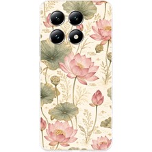 TechTree Xiaomi Mi 14T Pro Uyumlu Pastel Pembe Lotus Baskılı Silikon Kılıf