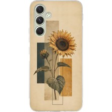 TechTree Samsung Galaxy A15 Uyumlu Vintage Botanik Ayçiçeği Desenli Baskılı Silikon Kılıf