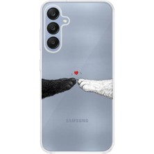 TechTree Samsung Galaxy A25 Uyumlu Kedi & Köpek Pati Dokunuşu Kalp Desenli Baskılı Silikon Kılıf