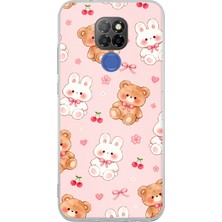 TechTree General Mobile Gm 20 Uyumlu Pembe Ayıcıklı ve Tavşanlı Kawaii Kiraz Baskılı Silikon Kılıf