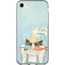 TechTree iPhone 6 - 6s Uyumlu Balıklı Gözlüklü Komik Kedi Baskılı Silikon Kılıf