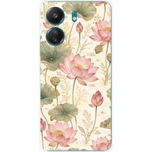 TechTree Redmi 13C Uyumlu Pastel Pembe Lotus Baskılı Silikon Kılıf