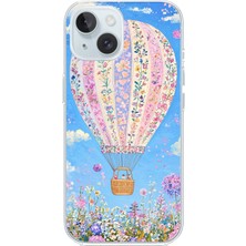 TechTree iPhone 15 Uyumlu Çiçek Desenli Uçan Balon Baskılı Silikon Kılıf