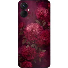 TechTree Tecno Spark 9 Pro Uyumlu Vişne Renk Vintage Çiçek Desenli Baskılı Silikon Kılıf