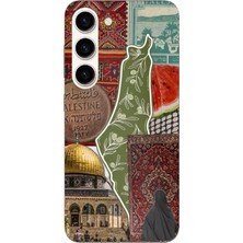 TechTree Samsung Galaxy S23 Uyumlu Kudüs Mescid-I Aksa ve Filistin Sembolleri Kolaj Baskılı Silikon Kılıf