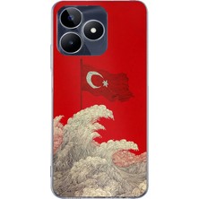 TechTree Realme C53 Uyumlu Ay Yıldız Türk Dalgası Baskılı Silikon Kılıf
