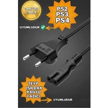 Derwell 3 Metre 3mt Ceryan 2 Pinli C7 Güç Kablosu Ps2/ps3/ps4/xbox One S/radyo/tv Uyumlu 3m Power Elektrik Kablosu