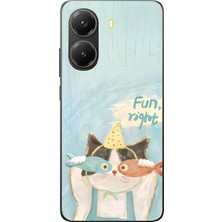 TechTree Poco X7 Pro Uyumlu Balıklı Gözlüklü Komik Kedi Baskılı Silikon Kılıf