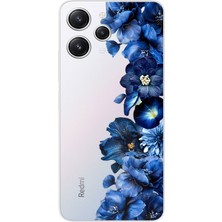 TechTree Redmi 12 Uyumlu Royal Blue Şakayık Çiçek Demeti Baskılı Silikon Kılıf