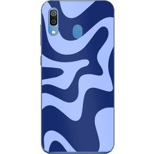 TechTree Samsung Galaxy A20-A30 Uyumlu Mavi Dalgalar Baskılı Silikon Kılıf