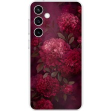 TechTree Samsung Galaxy S23 Fe Uyumlu Vişne Renk Vintage Çiçek Desenli Baskılı Silikon Kılıf
