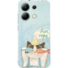 TechTree Redmi Note 13 4g Uyumlu Balıklı Gözlüklü Komik Kedi Baskılı Silikon Kılıf