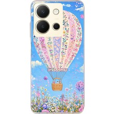 TechTree Vivo Y36 Uyumlu Çiçek Desenli Uçan Balon Baskılı Silikon Kılıf