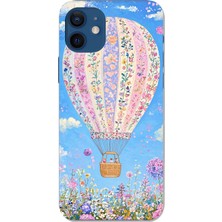 TechTree iPhone 12-12 Pro Uyumlu Çiçek Desenli Uçan Balon Baskılı Silikon Kılıf