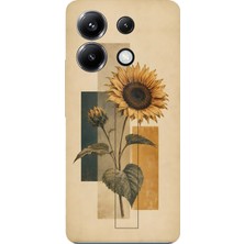 TechTree Poco X6 Pro Uyumlu Vintage Botanik Ayçiçeği Desenli Baskılı Silikon Kılıf