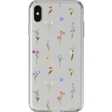 TechTree iPhone X-Xs Uyumlu Minik Kır Çiçekleri Baskılı Silikon Kılıf