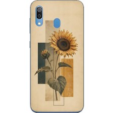 TechTree Samsung Galaxy A20-A30 Uyumlu Vintage Botanik Ayçiçeği Desenli Baskılı Silikon Kılıf