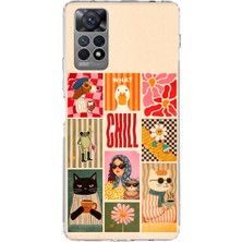 TechTree Redmi Note 12 Pro 4g Uyumlu Cool Chill Krem Pop Art Kolaj Baskılı Silikon Kılıf