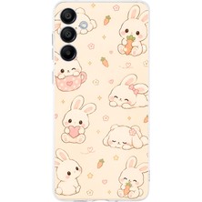 TechTree Samsung Galaxy A16 Uyumlu Sevimli Kawaii Tavşan ve Havuç Desenli Krem Baskılı Silikon Kılıf
