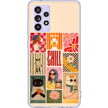 TechTree Samsung Galaxy A52-A52S Uyumlu Cool Chill Krem Pop Art Kolaj Baskılı Silikon Kılıf