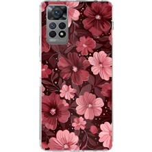 TechTree Redmi Note 12 Pro 4g Uyumlu Pembe ve Bordo Çiçek Desenli Baskılı Silikon Kılıf