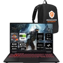 Asus Tuf Gaming A16 Amd Ryzen 7 260 Rtx 5050 8gb 115W 96GB Ram 256GB SSD 16" Wuxga (1920X1200) 144Hz Freedos FA608UHI-TU126P349 Gaming Laptop + Per4 Çanta