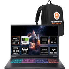 Acer Nitro 18 Aı Ryzen Aı 9 365 Rtx 5070 8gb 115W 80GB Ram 1tb SSD 18" Wqxga (2560X1600) 165Hz Freedos NH.QYJEY.002P345 Gaming Laptop + Per4 Çanta