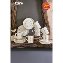Enza Hayat Ağacı 12 Parça 6'lı Porselen Fincan Takımı