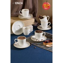 Enza Karizma 6 Kişilik Altın Yaldızlı Porselen Kahve Fincanı Takımı