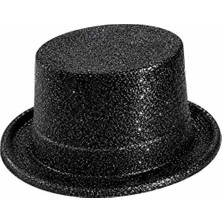 HemenGo Siyah Simli Glitter Silindir Parti Şapkası Hmngoett