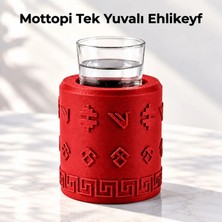 Mottopi Tek Kadeh Ehlikeyf Kilim Motifli Termojelli Soğutucu, Metal Hazneli,Kilim Desenli Kırmızı