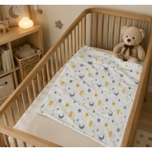 MentorAly Ay & Yıldız Desenli Dantelli Müslin Bebek Örtüsü