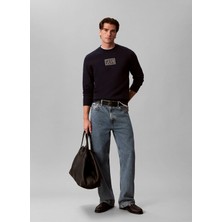 Calvin Klein Jeans Lacivert Erkek Classic Fit Baskılı Sweatshirt LV04RH248GCEF Ls 350TERRY Eu Clvın