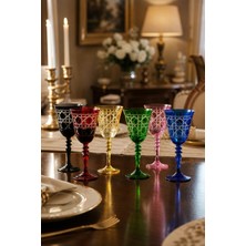 Kristal Market El Yapımı Kristal Dior Dekoratif Sunumluk Ayaklı Kadeh Su Bardağı Set 6'lı