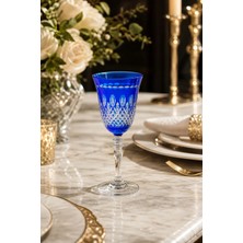 Kristal Market El Yapımı Kesme Kristal Royal Renkli Lüks Ayaklı Kadeh Su Bardağı 270CC